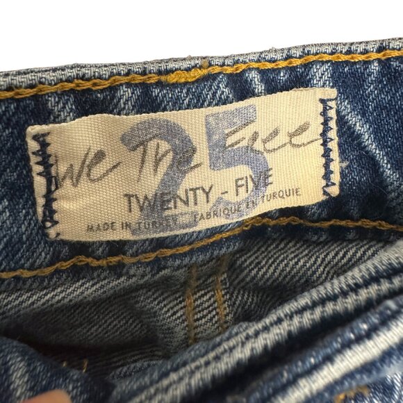 We The Free Distressed Straight Leg Jeans Size 25 Boho Button Fly Ripped Knee - Picture 4 of 8